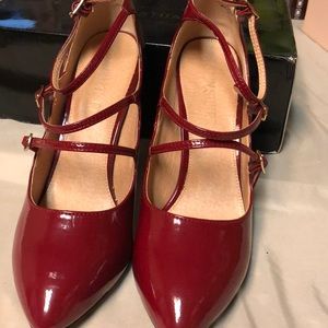 Deep red. 9B  heels